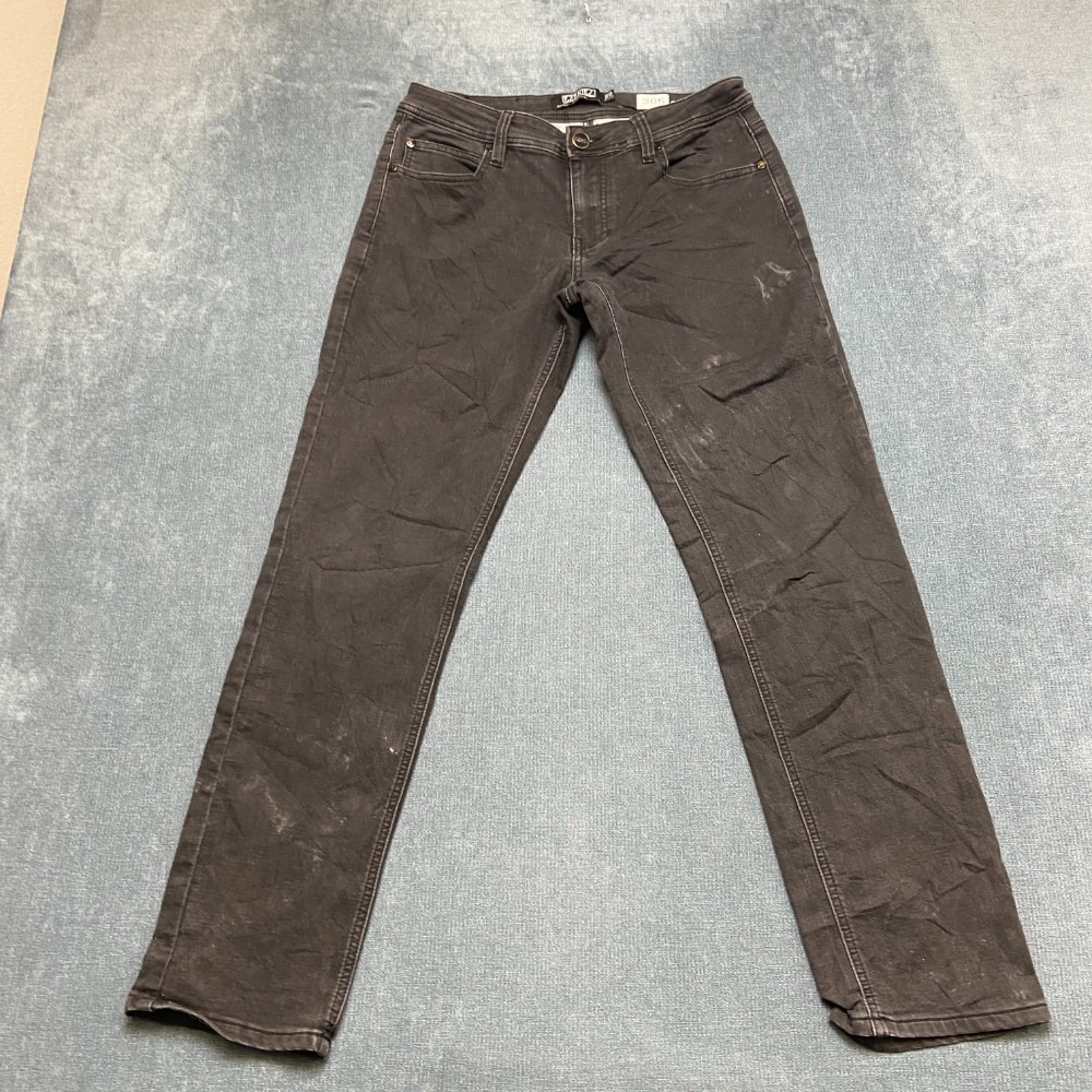 Ezekiel 305 Chopper Jeans Mens 29x28.5 Black Straight Leg Dark Wash Zip Fly